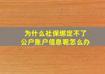 为什么社保绑定不了公户账户信息呢怎么办