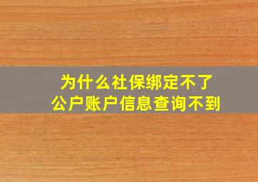 为什么社保绑定不了公户账户信息查询不到