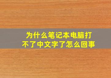 为什么笔记本电脑打不了中文字了怎么回事