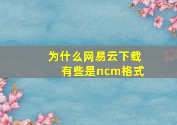 为什么网易云下载有些是ncm格式