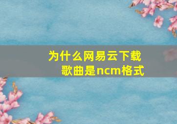 为什么网易云下载歌曲是ncm格式