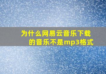 为什么网易云音乐下载的音乐不是mp3格式