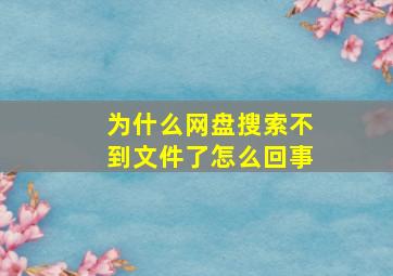 为什么网盘搜索不到文件了怎么回事