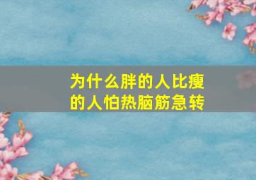 为什么胖的人比瘦的人怕热脑筋急转