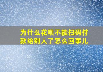 为什么花呗不能扫码付款给别人了怎么回事儿