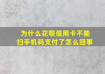 为什么花呗信用卡不能扫手机码支付了怎么回事