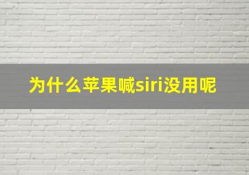 为什么苹果喊siri没用呢