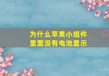 为什么苹果小组件里面没有电池显示