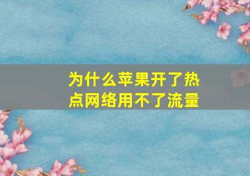 为什么苹果开了热点网络用不了流量