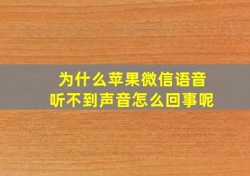 为什么苹果微信语音听不到声音怎么回事呢