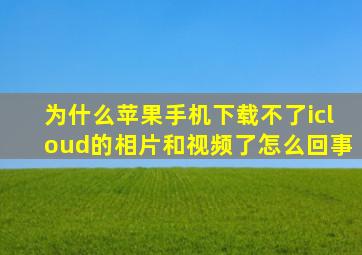 为什么苹果手机下载不了icloud的相片和视频了怎么回事