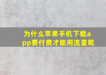 为什么苹果手机下载app要付费才能用流量呢