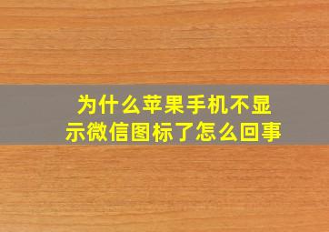 为什么苹果手机不显示微信图标了怎么回事