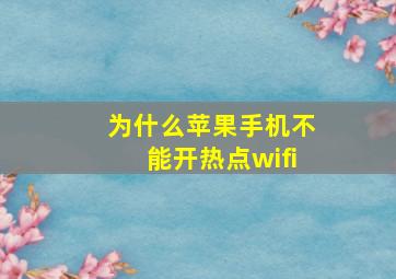 为什么苹果手机不能开热点wifi