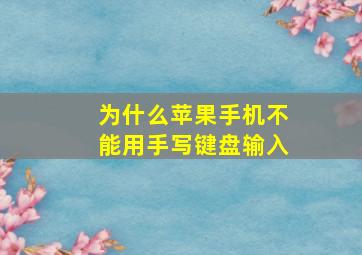 为什么苹果手机不能用手写键盘输入