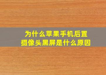 为什么苹果手机后置摄像头黑屏是什么原因