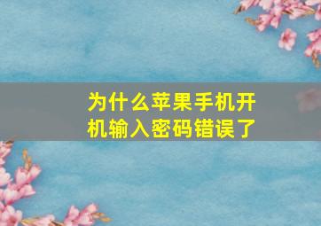 为什么苹果手机开机输入密码错误了