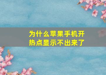 为什么苹果手机开热点显示不出来了