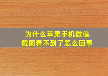 为什么苹果手机微信截图看不到了怎么回事