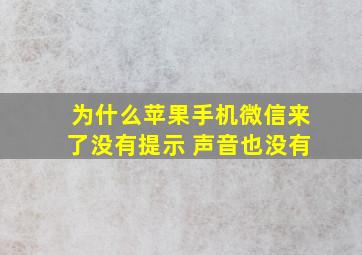 为什么苹果手机微信来了没有提示 声音也没有