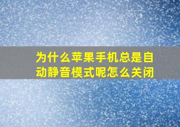 为什么苹果手机总是自动静音模式呢怎么关闭