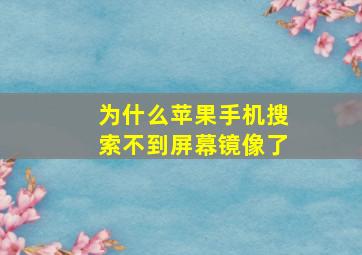 为什么苹果手机搜索不到屏幕镜像了