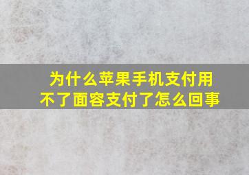 为什么苹果手机支付用不了面容支付了怎么回事