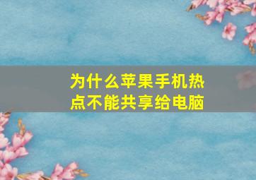 为什么苹果手机热点不能共享给电脑