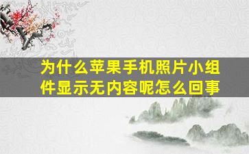 为什么苹果手机照片小组件显示无内容呢怎么回事