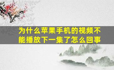 为什么苹果手机的视频不能播放下一集了怎么回事