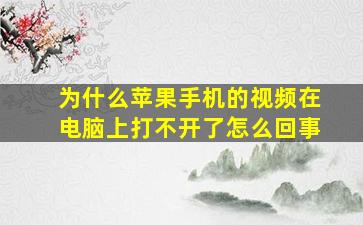 为什么苹果手机的视频在电脑上打不开了怎么回事