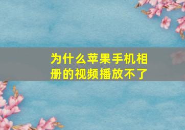 为什么苹果手机相册的视频播放不了