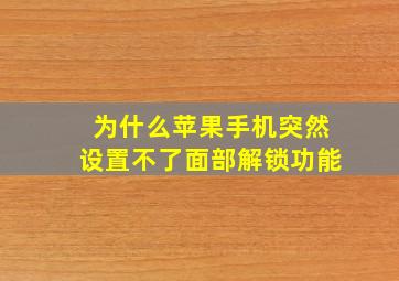 为什么苹果手机突然设置不了面部解锁功能