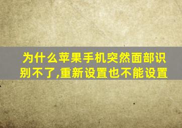 为什么苹果手机突然面部识别不了,重新设置也不能设置