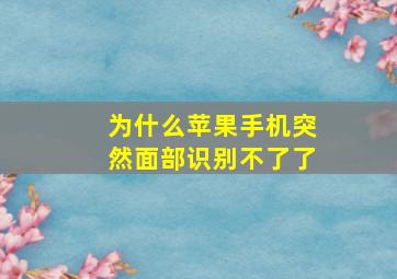 为什么苹果手机突然面部识别不了了