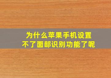 为什么苹果手机设置不了面部识别功能了呢