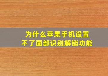 为什么苹果手机设置不了面部识别解锁功能