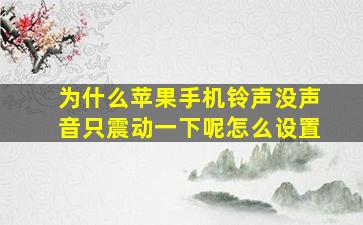 为什么苹果手机铃声没声音只震动一下呢怎么设置