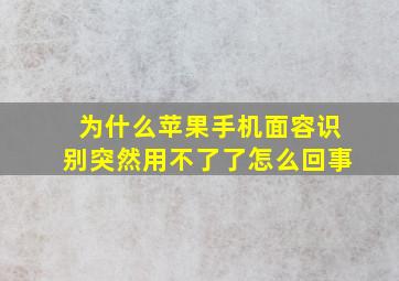 为什么苹果手机面容识别突然用不了了怎么回事