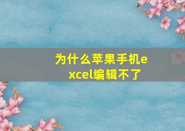 为什么苹果手机excel编辑不了