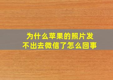 为什么苹果的照片发不出去微信了怎么回事