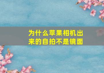 为什么苹果相机出来的自拍不是镜面