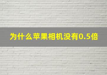 为什么苹果相机没有0.5倍