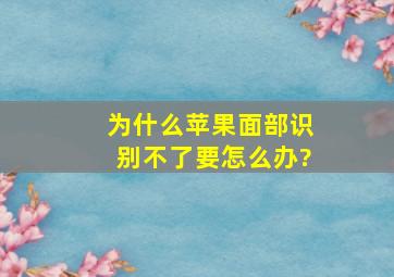 为什么苹果面部识别不了要怎么办?