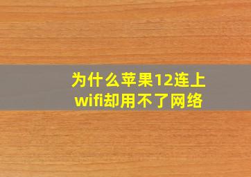 为什么苹果12连上wifi却用不了网络