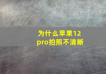 为什么苹果12pro拍照不清晰