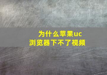 为什么苹果uc浏览器下不了视频