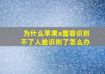 为什么苹果x面容识别不了人脸识别了怎么办