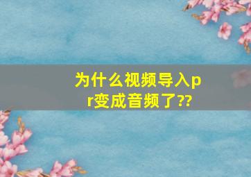 为什么视频导入pr变成音频了??