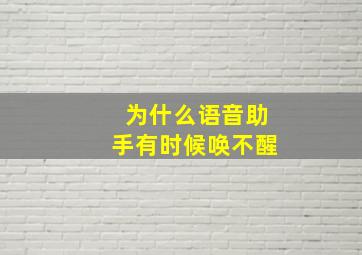 为什么语音助手有时候唤不醒